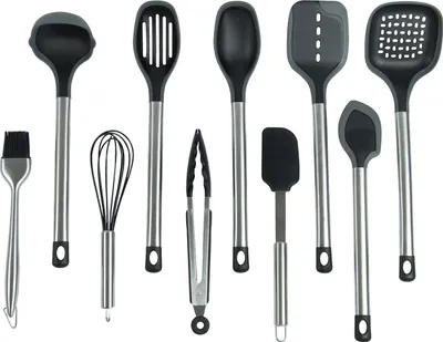 Produktbild von Küchenhelferset, 10-teilig, aus Nylon mit Silikonüberzug und Edelstahlgriff