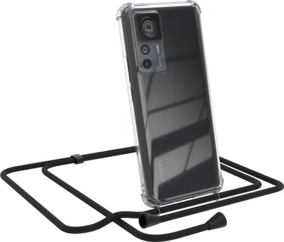 Produktbild von EAZY CASE Handykette kompatibel mit Xiaomi 12T / 12T Pro, Handyhülle mit Umhängeband, Handykordel, Schutzhülle Clear, Band in Schwarz