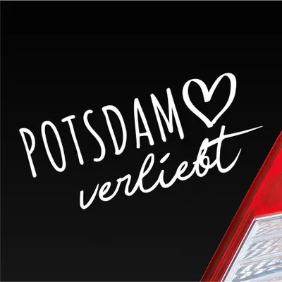 Produktbild von Auto Aufkleber Potsdam verliebt Herz Stadt Heimat Liebe Car 19x8 cm Weiss Matt Sticker Heckscheibenaufkleber