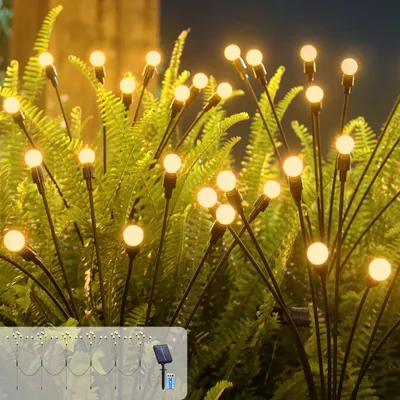 Solar-Feuerfliegen-Lichterkette, 6 St., 48 LEDs, 8 Modi, Fernbedienung