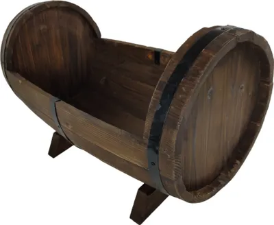 Produktbild von Holz Pflanzfass mittel 50x28x30 cm Blumenkasten Pflanzkasten