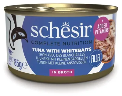 Zdjęcie produktu dla SCHESIR w wodzie do gotowania Tuńczyk z białą przynętą - mokra karma dla kota - 85g