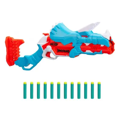 Produktbild von NERF DinoSquad Tricera‑Blast Blaster + 12 Pfeile – Dinosaurier‑Nerf‑Waffe mit Nachfüll‑Darts