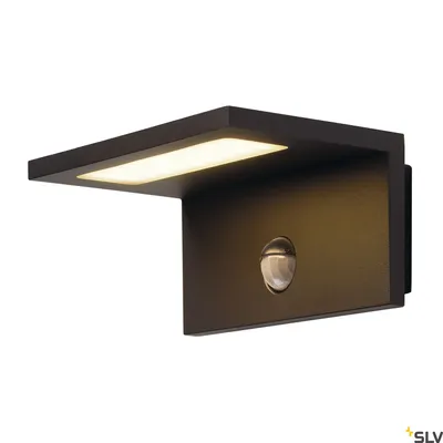 Zdjęcie produktu dla nowoczesna lampa ścienna LED Angolux antracyt IP44 120° 3000K ciepła biel z czujnikiem