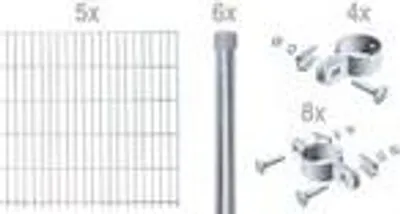Immagine prodotto di Alberts 643560 Staccionata doppia come set di recinzione completo di 23 pezzi, zincato a caldo, altezza 100 cm, lunghezza 10 m