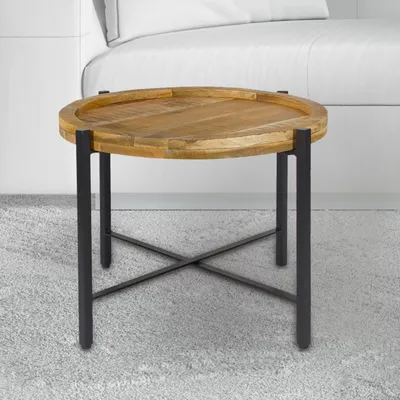 Image de Table d'appoint ø55cm table basse ronde salon table Sioux métal noir mat