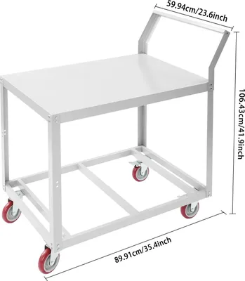 Image de Établi - Chariot - Charge lourde en acier Q235 - Avec roulettes - 89,92 x 59,94 x 106,43 cm - Argent