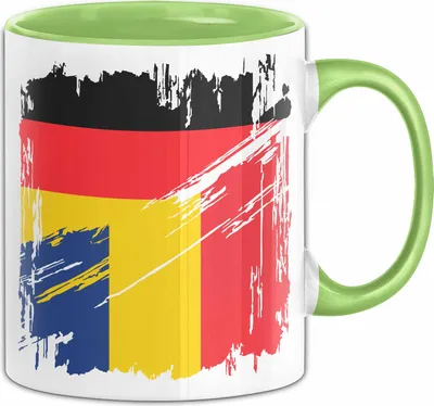 Produktbild von Rumänien Deutschland Flagge Halb Deutscher Halb Rumäne Fußball Germany 2024 Europa Romania (Grün)