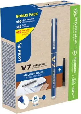 Immagine prodotto di PILOT 2238703G10M PILOT V7 Greenpack Tintenroller-Set blau 0,4 mm