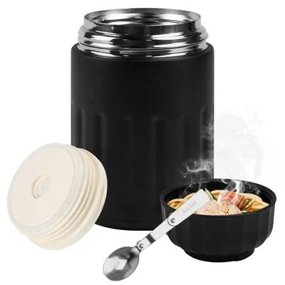 Thermobehälter 600 ml, Edelstahl 316, schwarz, spülmaschinengeeignet
