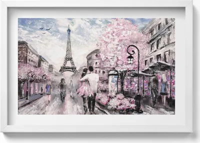 Produktbild von Paris und der Eiffelturm– Wandbild mit Rahmen – Gerahmtes Bild  – Wanddekoration – 60x40 cm –  Schwarz Rahmen