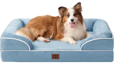 Immagine prodotto di Cuccia ortopedica per cani, con memory foam, dimensioni 104x69 cm, colore azzurro chiaro, lavabile, impermeabile, antiscivolo