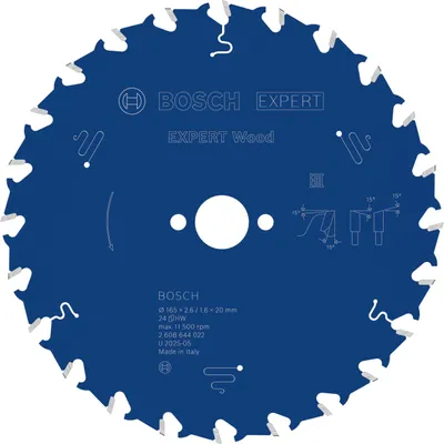Imagen del producto de EXPERT, disco de sierra circular para madera, 165x2,6/1,6x20 mm, Z24