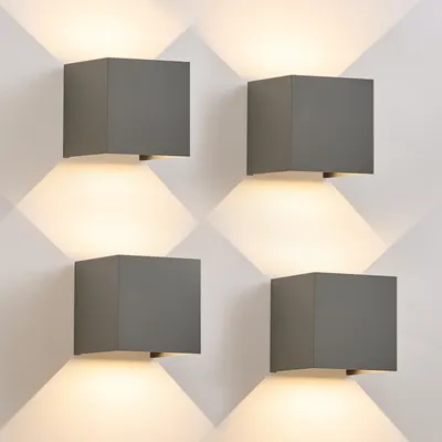 Produktbild von ZMH LED Wandleuchte Aussen 4ER 5W Grau Wandlampe Warmweiß Up Down Außenleuchte IP65 Wasserdicht Außenlampe Treppenhaus Hauswand Aussenlampe Flur