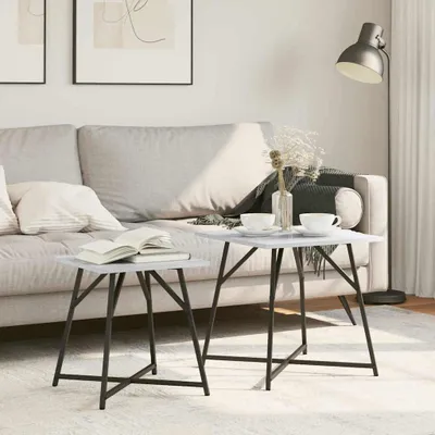 Produktbild von （Robust Möbel）Beistelltisch - modernes Design - Flurtisch/Wohnzimmertisch --Set 2 pcs Grau Sonoma und Schwarz Promotion323318 - Konsolentische