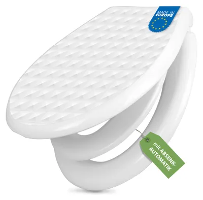 Produktbild von banjado Familien WC Sitz weiß mit Kindersitz und Absenkautomatik und Motiv In Out [TDWK 11553]