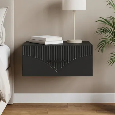 Produktbild von vidaXL Wandmontierter Nachttisch Schwarz 49 x 34,5 x 20 cm