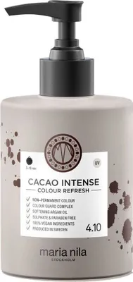 A bottle of Maria Nila Cacao Intense Colour Refresh hair mask.