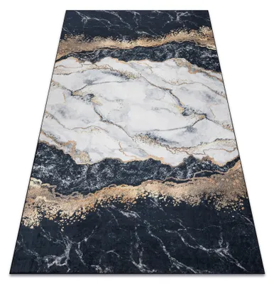 Produktbild von ANDRE 1124 Waschteppich Marmor Anti-Rutsch - schwarz Schwarz 160x220 cm