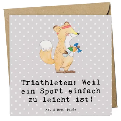 Produktbild von Mr. & Mrs. Panda Deluxe Karte Triathlon Helden - Grau Pastell - Geschenk, doppelkarte, Disziplinen, Sportart, Durchhaltevermögen, Klappkarte, anlasskarte, Sportler