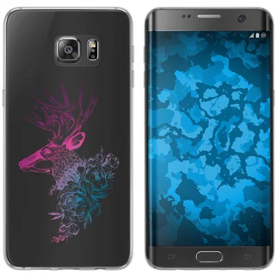 Produktbild von PhoneNatic Case kompatibel mit Samsung Galaxy S7 Edge Silikon-Hülle Floral Hirsch M7-6