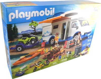 Produktbild von PLAYMOBIL 9318 Lustiges Camping-Set für die ganze Familie mit abnehmbaren Dach