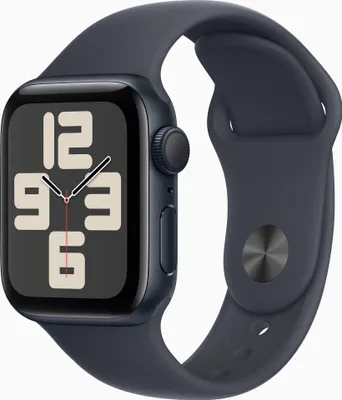A product shot of an Apple Watch SE.