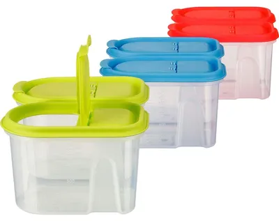 Produktbild von Vorratsdose Vorratsbehälter Müslidose - 1,1 Liter - 6-teilig - Grün, Blau und Rot - Mit Ausgießklappe für Cornflakes