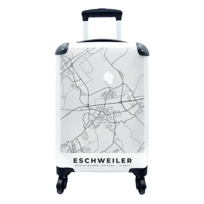 Produktbild von MuchoWow® Koffer Handgepäck Trolley Rollkoffer Kleine Reisekoffer mit 4 Rollen - Stadtplan - Eschweiler - Karte - Deutschland - Karte - Cabin Size < 55x40x23 cm & 55x40x20 cm - Fotokoffer - Kabinenkoffer - Boardgepäck - Reise-Box - Reisekoffer - Reisegepäck - Koffer mit Bild - Trolley für Kinder