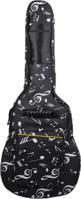 Productafbeelding van Famanu gitaartas, waterdicht, geschikt voor 40/41 inch gitaren - met muziekpatroon, nylon, zwart