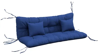 Produktbild von 4er-Set Sitzkissen, 150x50 cm wasserabweisend Stuhlkissen mit Bindebänder, 10cm dick Marineblau