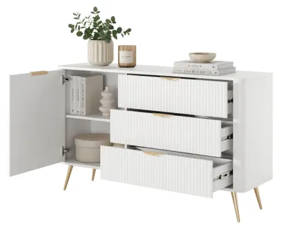 Produktbild von Halilomo - Sideboard, 138x38x81h cm Weiß, 3 Schubladen