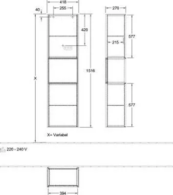 Produktbild von Villeroy & Boch F470GKMT Hochschrank Finion F47 418x1516x270mm
