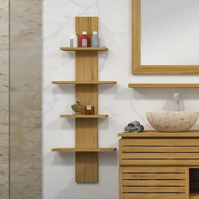 Produktbild von Teako Design Wandregal Galla Teakholz Massiv Wetterfest 150x50x15cm