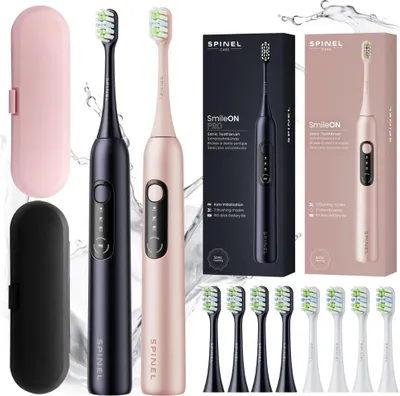 Obrázok produktu pre Zubná kefka SpinelCare SmileOn PRO Black + zubná kefka SpinelCare SmileOn Pink + 8 tipov + 2 puzdrá