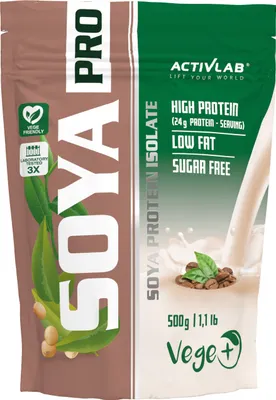 Produktbild von Activlab Soya Pro 500g, Sojaproteinisolat, BCAA, Glutamin, Arginin - Kaffee