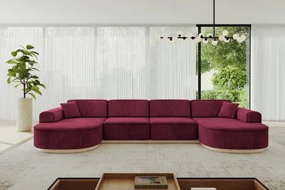 Produktbild von ALTDECOR Ecksofa in U-Form MARI-U2-v1 - 388x171x83 cm Bordeauxrot - Corner Sofa Bett Eckcouch Couch L-Form Wohnlandschaft Cauchsofa