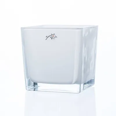 Produktbild von SANDRA RICH, Glasübertopf "CUBE" Pflanztopf Blumentopf Weiß 12x12cm