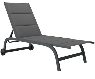 Produktbild von Sonnenliege Atmungsaktive Gartenliege mit 6-fach Verstellbar Rückenlehne Rädern Aluminiumrahmen Dunkelgrau