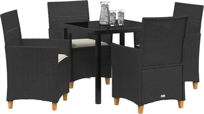 Immagine prodotto di vidaXL Set da pranzo da giardino 5 pezzi in polirattan nero
