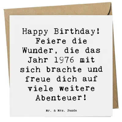 Produktbild von Mr. & Mrs. Panda doppelkarte Spruch 1976 Geburtstag - Weiß - Geschenk, unvergessliche Zeiten, Geburtsjahr, Alter, Geburtstagsgeschenk, besonderer Tag, faltkarte