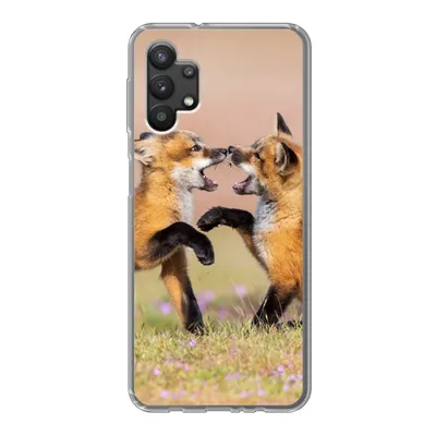 Produktbild von MuchoWow® Handyhülle Schutzhülle Hülle für Samsung Galaxy A32 5G Füchse - Blumen - Porträt Silikon Softcase Handy Hülle - Softcase