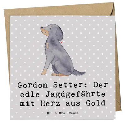 Produktbild von Mr. & Mrs. Panda Klappkarte Gordon Setter - Grau Pastell - Geschenk, anlasskarte, Hunderassen Charakter, Hund, loyal, Grußkarte, Glückwunschkarte, Familienhund, faltkarte