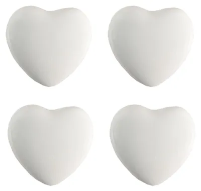 Image de Clayre & Eef Bouton de porte Lot de 4 Coeur Ø 4 cm Blanc Céramique