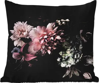 Produktbild von MuchoWow® Outdoor Kissen - Blumen - Vintage - Pastell - Rosa - Weiß - 50x50 cm - Wetterfest - Lounge Kissen - Komfortabel - Kissen mit Bild