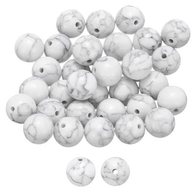 50 Natursteinkugeln 10 mm weißes Türkis, runde Perlen für Schmuck