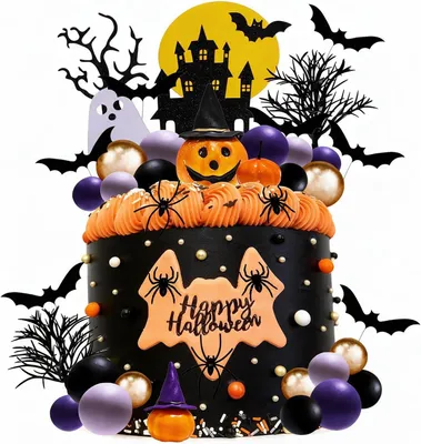 Zdjęcie produktu dla Dekoracje do ciast na Halloween, 42 sztuki, 20 wzorów, do dekorowania tortów i babeczek