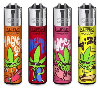 Produktbild von Clipper Reibradfeuerzeuge Weed Bros, 4 Stück