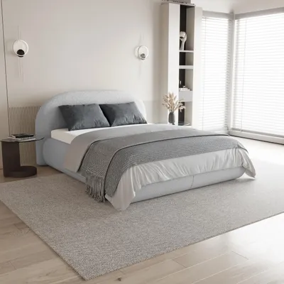 Produktbild von BEAUTYSOFA | Polsterbett MOTTI 180x200 cm - Doppelbett mit Bettkasten, gepolstertem Kopfteil und Matratze & Topper - Bouclé Hellgrau