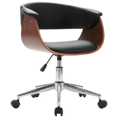 Image de vidaXL Chaise de salle à manger Pivotante Noir Bois courbé et similicuir